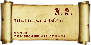 Mihalicska Urbán névjegykártya